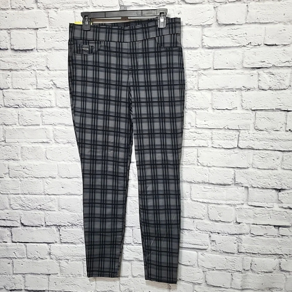 Nine West Black Grey Check Heidi Pull On Pants Skinny Size‎ 8 NWT Plaid - Picture 1 of 8